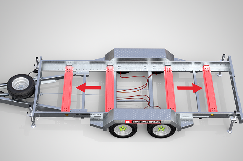 Brian James Chassis Plant maskinhenger med justerbare tverrbjelker